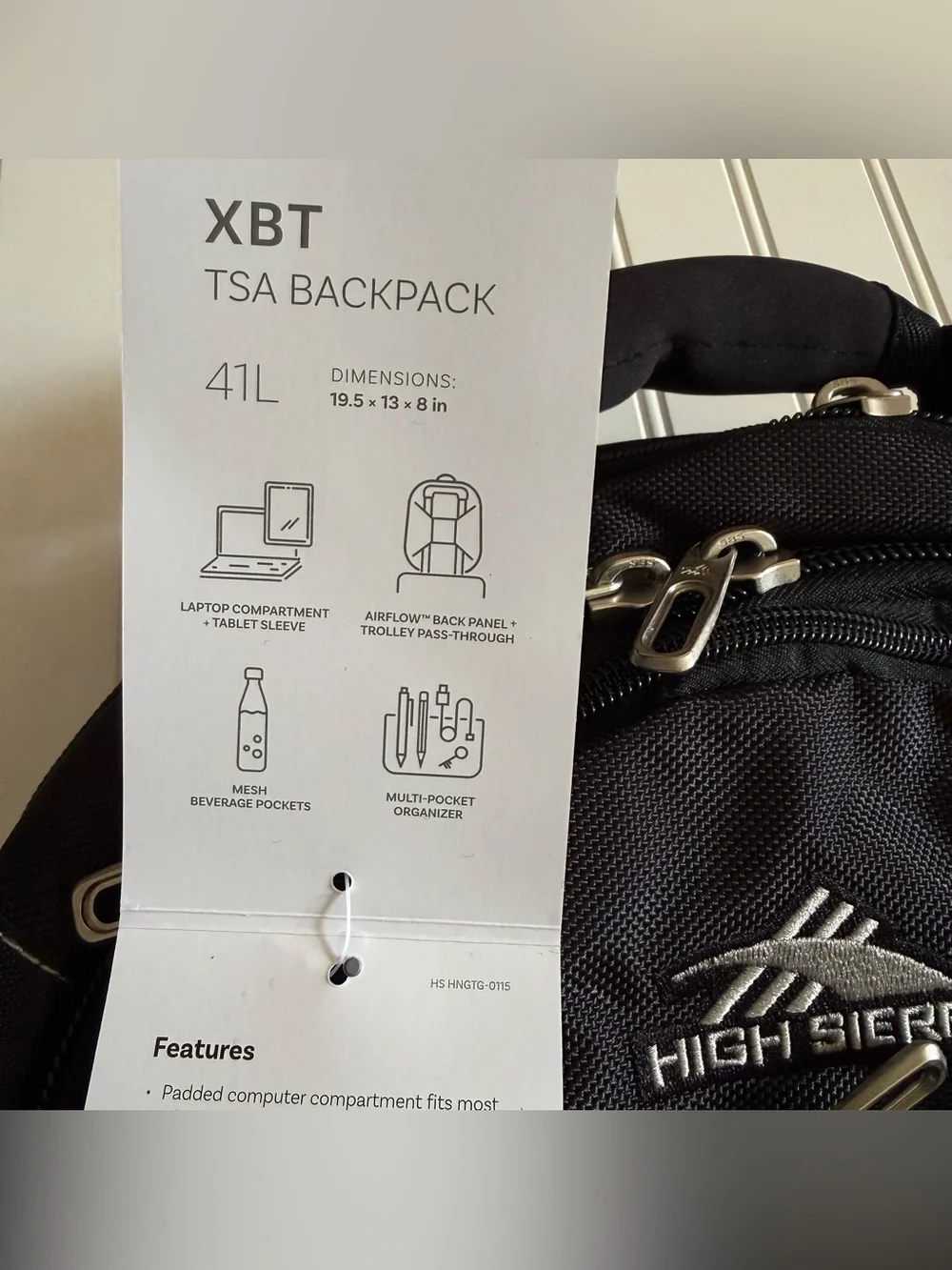 NWT High Sierra XBT - TSA Laptop Backpack Black